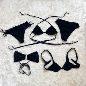 bundle of black bikinis !! 3 tops 2 bottoms